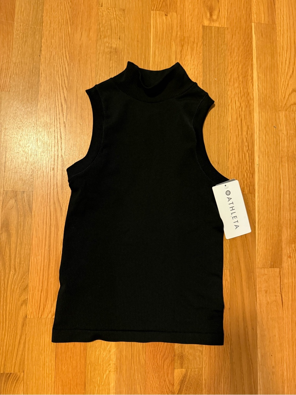 Athleta Black Sleeveless Rib Mock Neck Top NWT